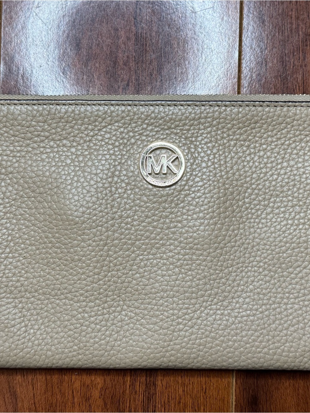 Michael Kors Taupe Pebbled Leather Clutch Wristlet